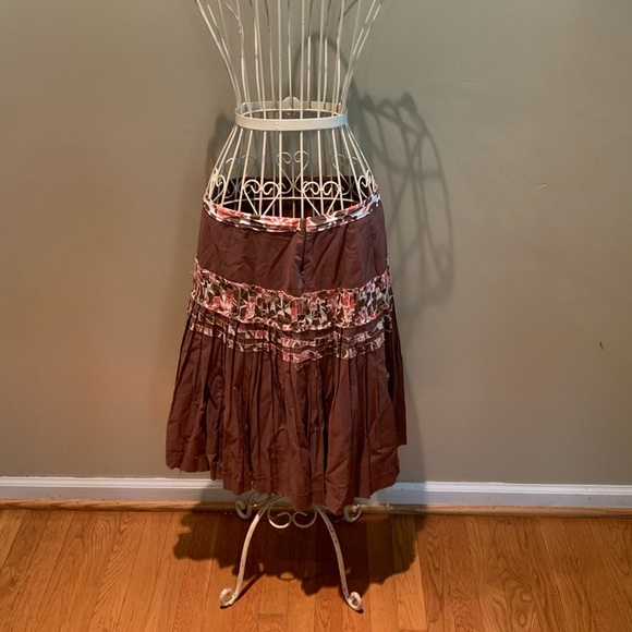 THE LIMITED Boho Brown and Pink Skirt - Size 6 - Picture 3 of 7